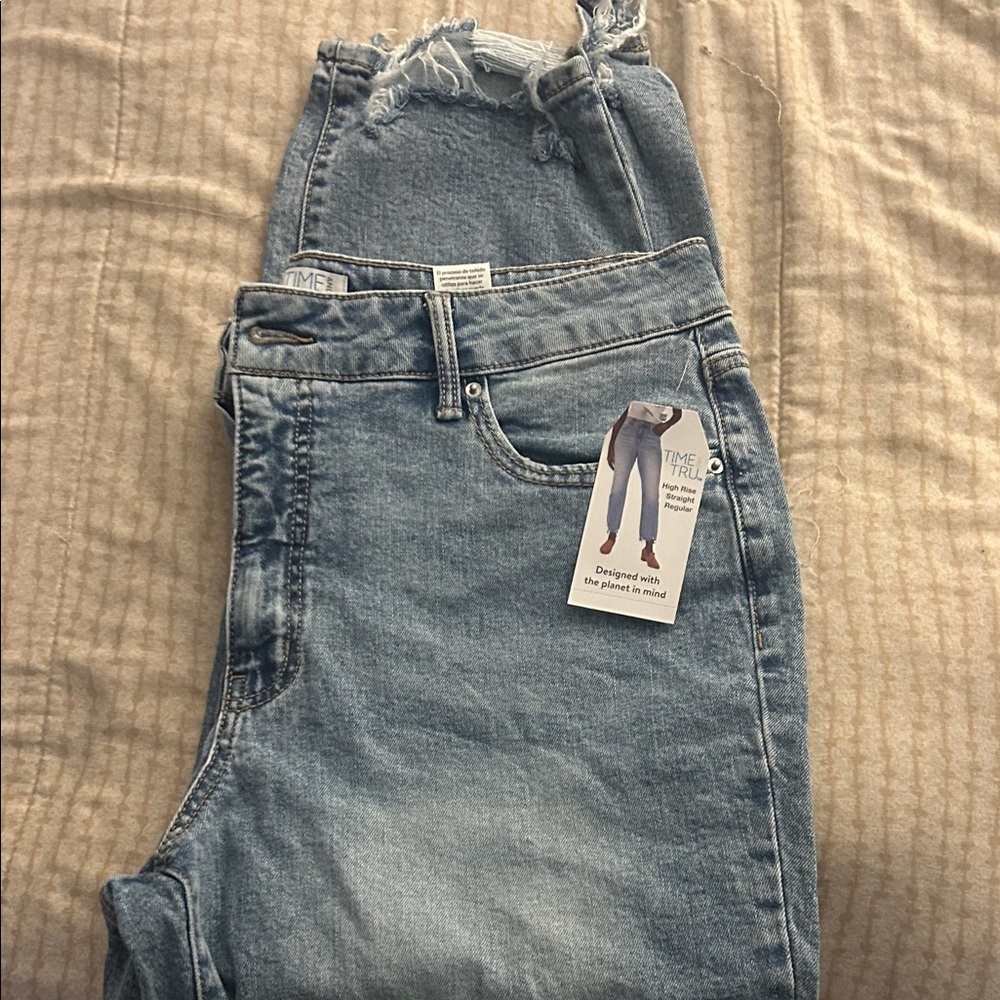 Time and Tru Women's Distressed Blue Jeans Overalls